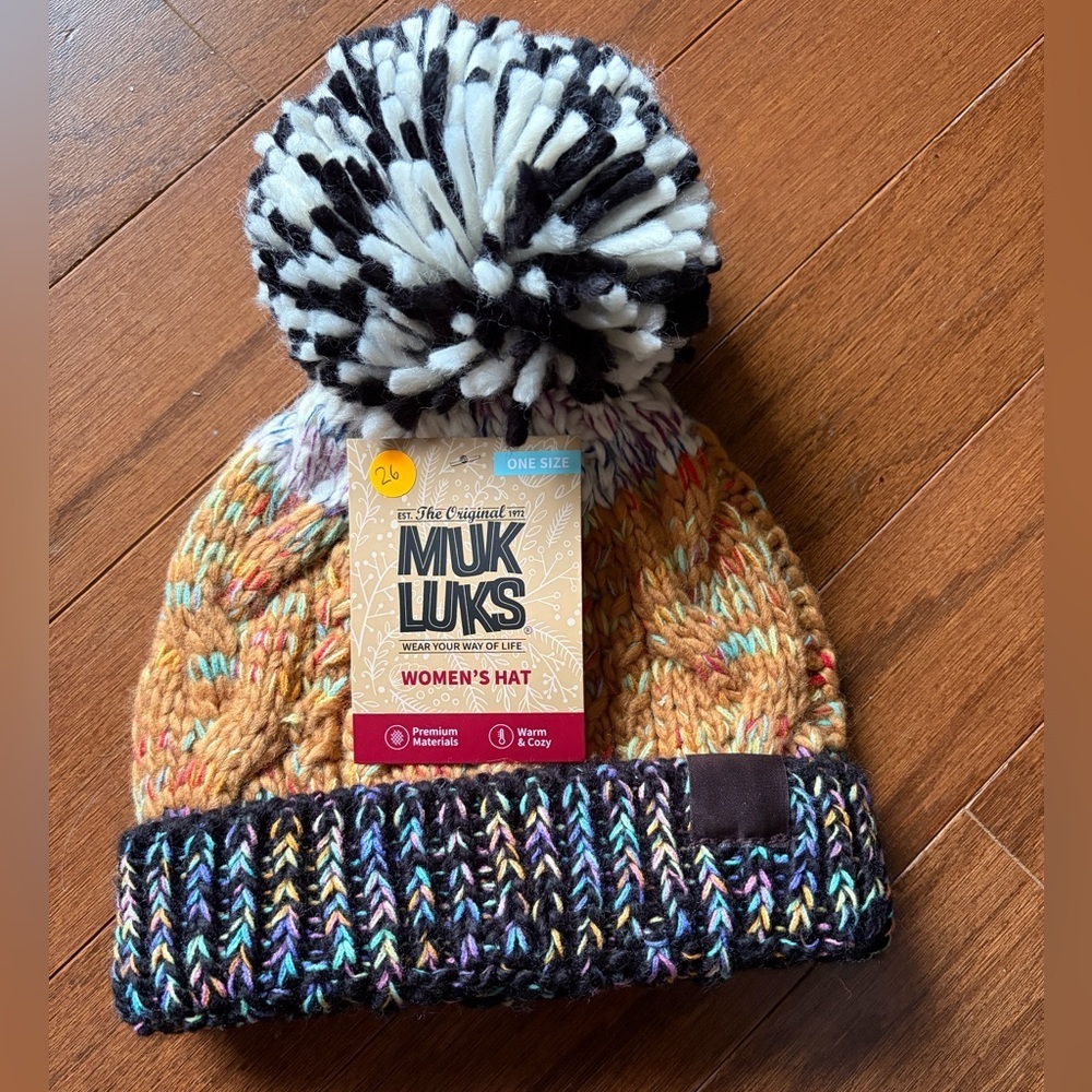 Women's MUK LUKS Colorblock Stripe Cable Beanie